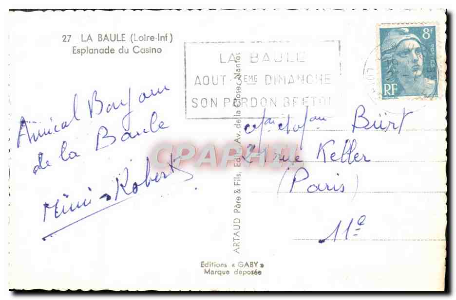 CPM La Baule Esplanade du Casino — Verso