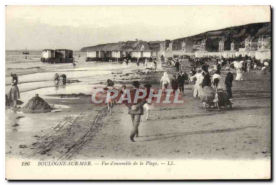 CPA Boulogne Sur Mer Vue d'ensemble de la Plage