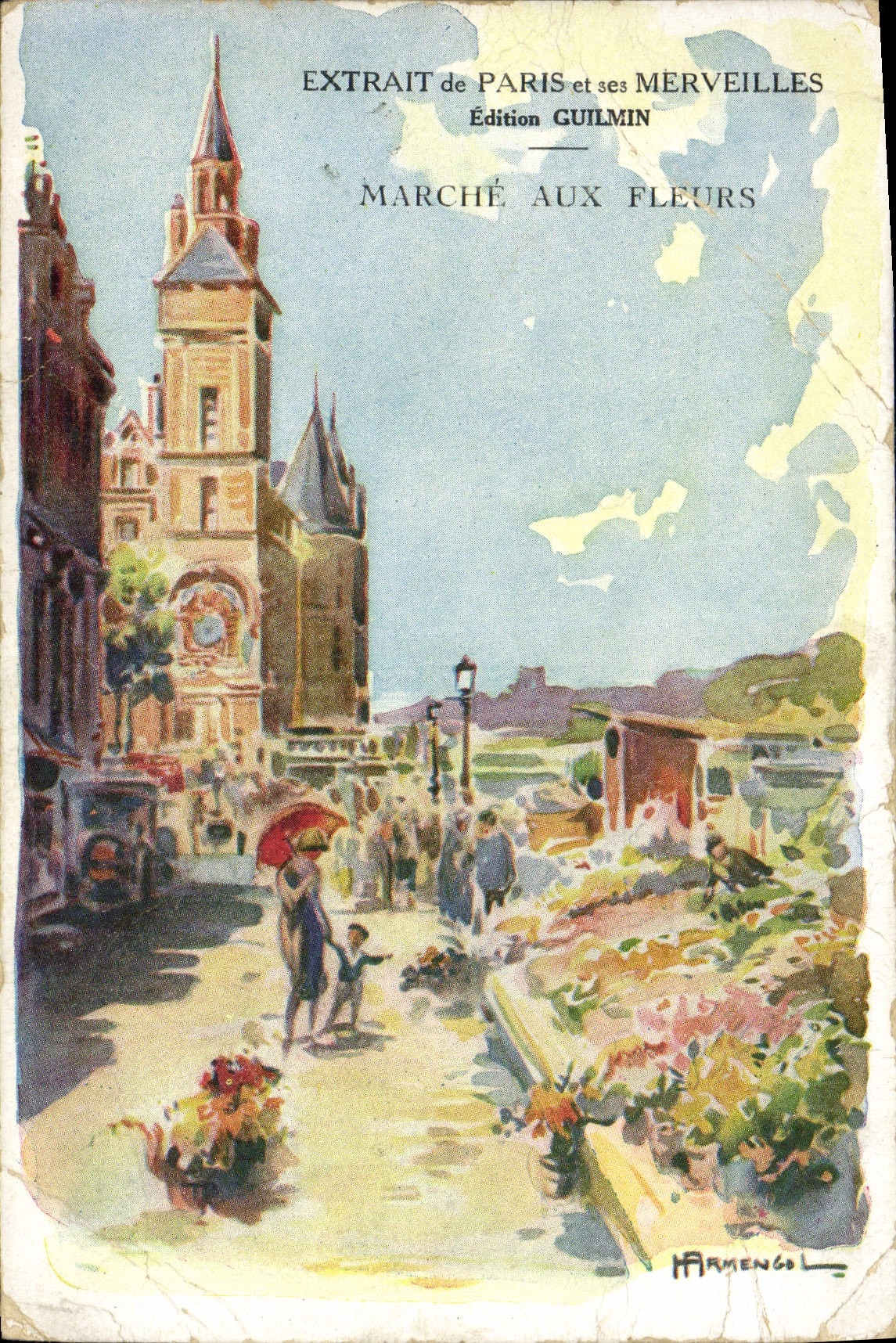 Marché aux Fleurs — Extrait de Paris et ses Merveilles — Édition Guilmin