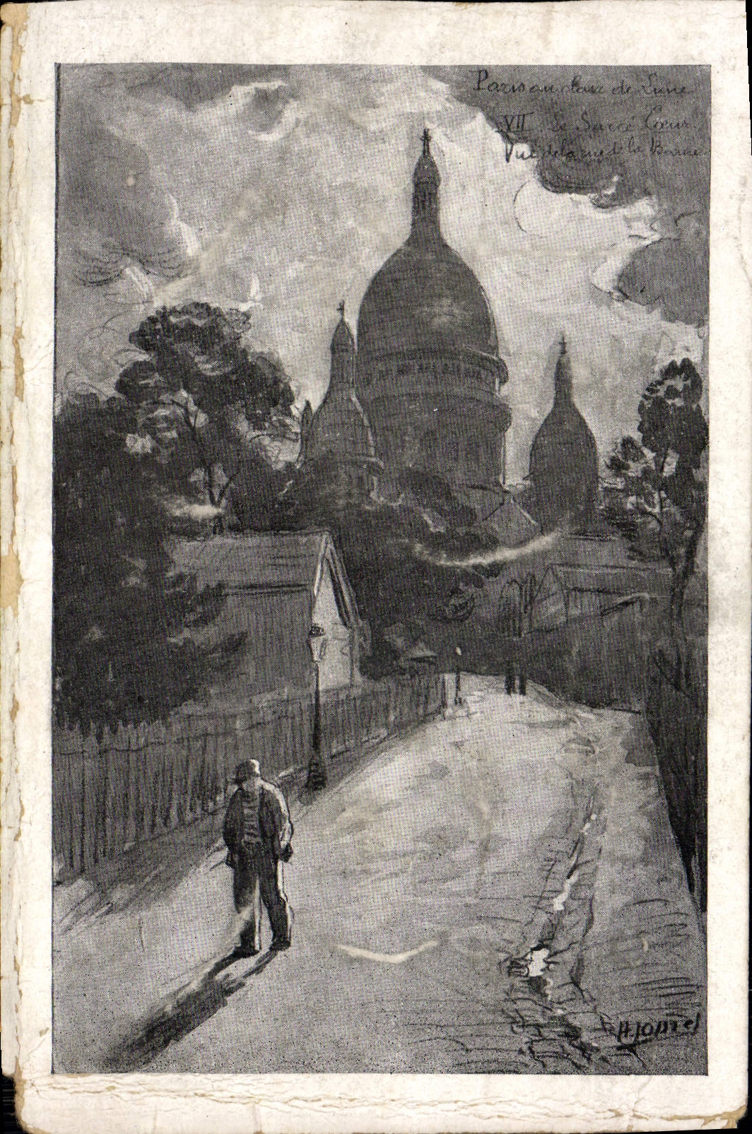 Tarjeta postal antigua París Sacré Coeur Montmartre