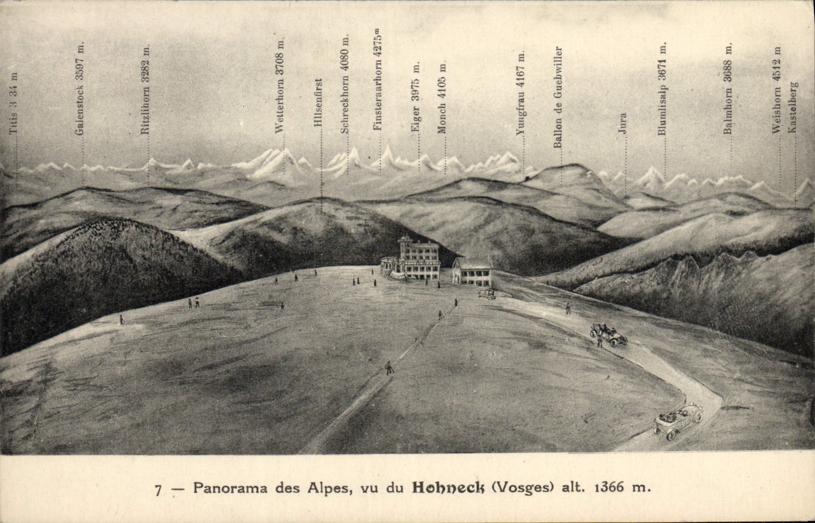 CPA Panorama des Alpes Vu du Hohneck 