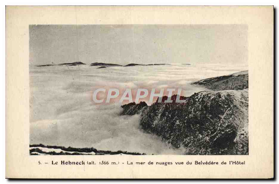 Le Hohneck (alt. 1366 m.) — La mer de nuages vue du Belvédère de l'Hôtel