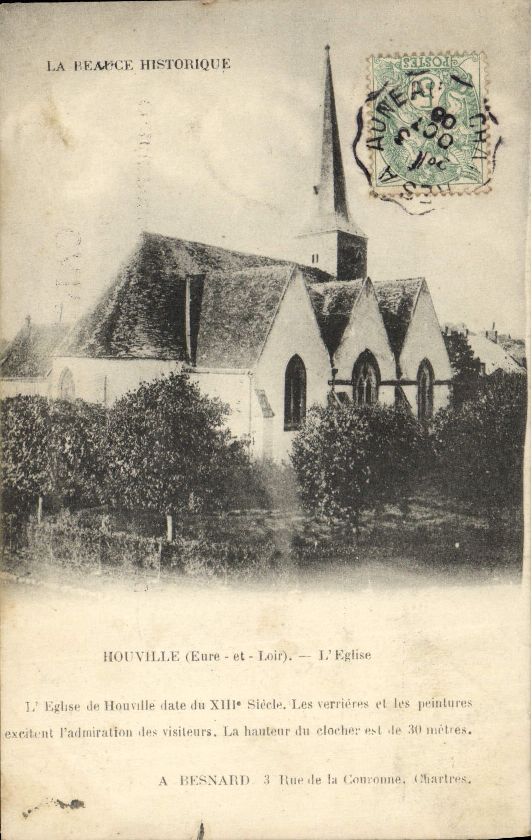 Église de Houville — Église du XIIIe siècle — Éditeur Besnard, série non visible