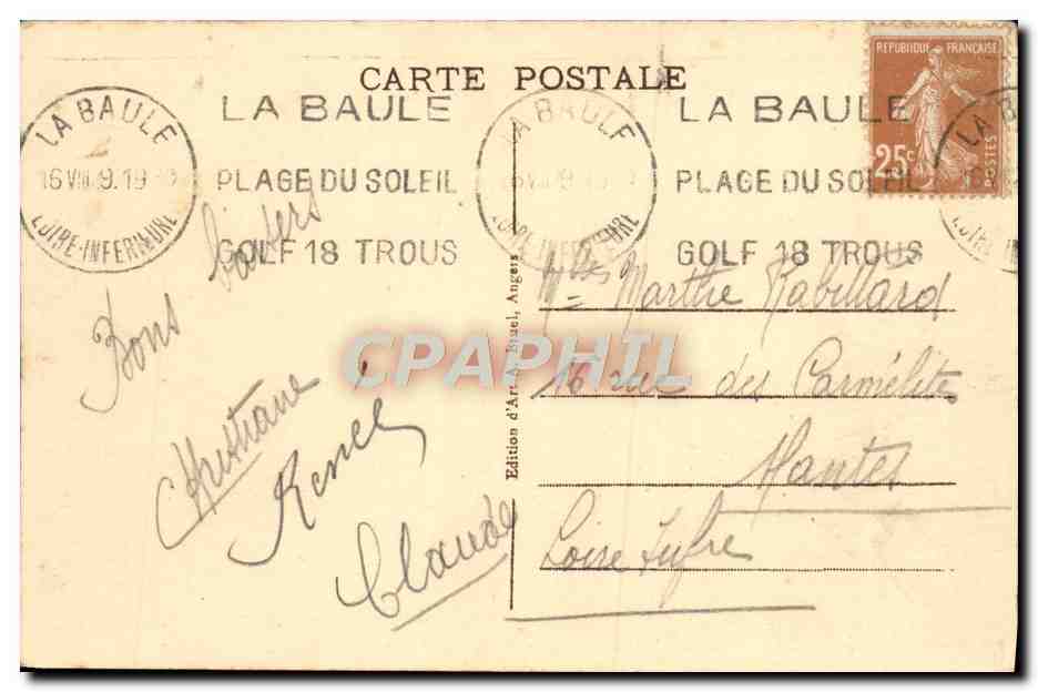 CPA La Baule Sur Mer Le Casino — Rückseite