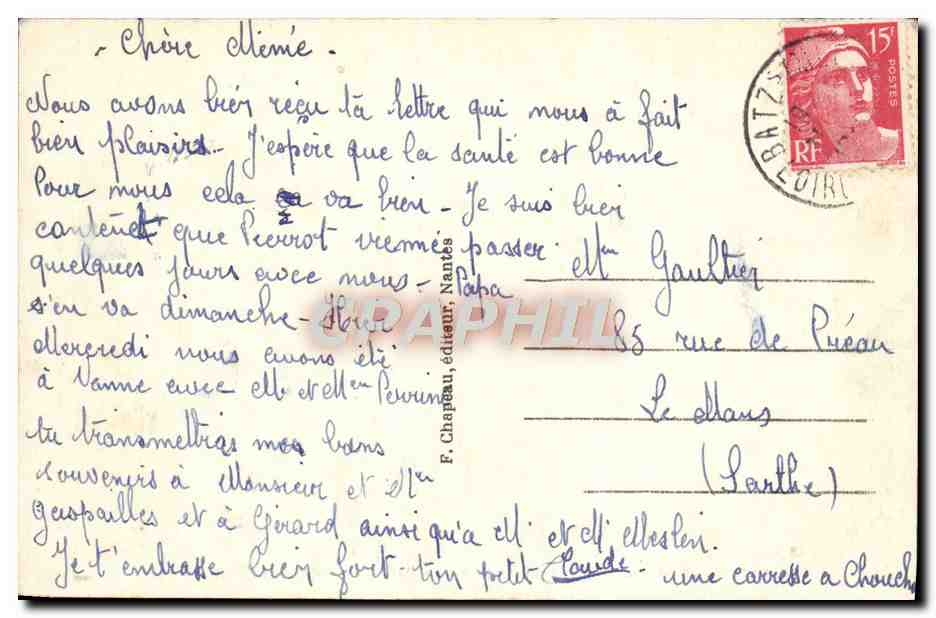 CPA Batz Sur Mer Sur la cote Le Pont du Diable un jour de tempete — Back