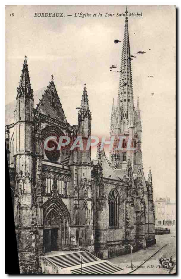 CPA Bordeaux L'Eglise et la Tour Saint Michel
