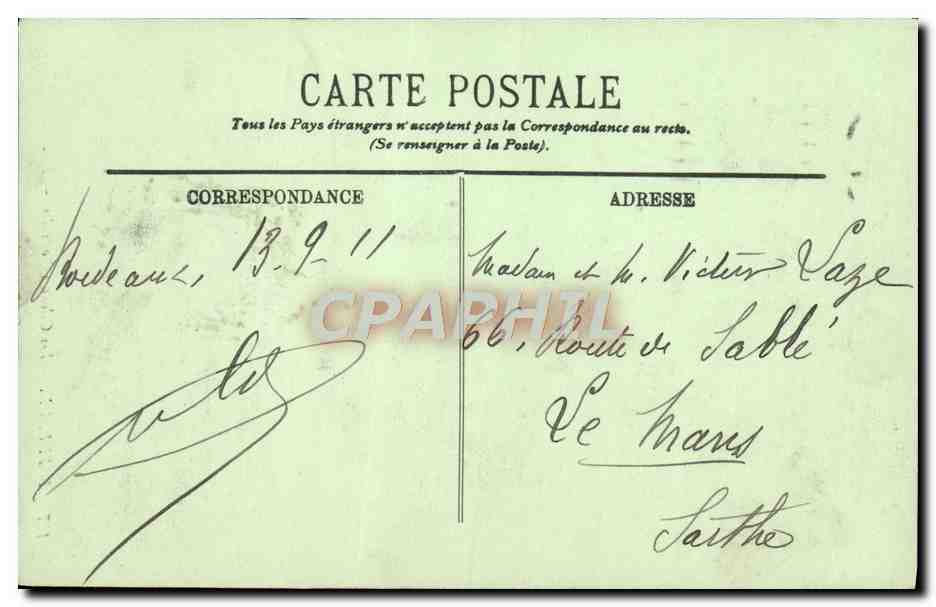 CPA Bordeaux Les Colonnes Rostrales — Verso