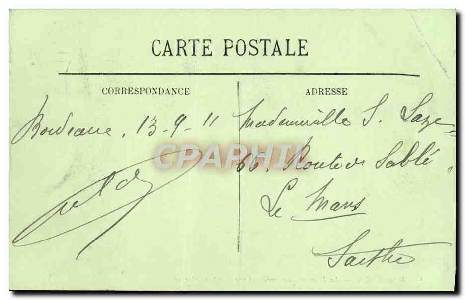 CPA Bordeaux La place de la Comedie et Rue Saint Catherine — Verso