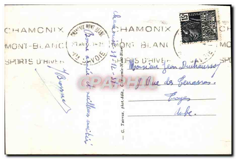 CPA Chamonix Mont Blanc Aiguille du geant — Verso