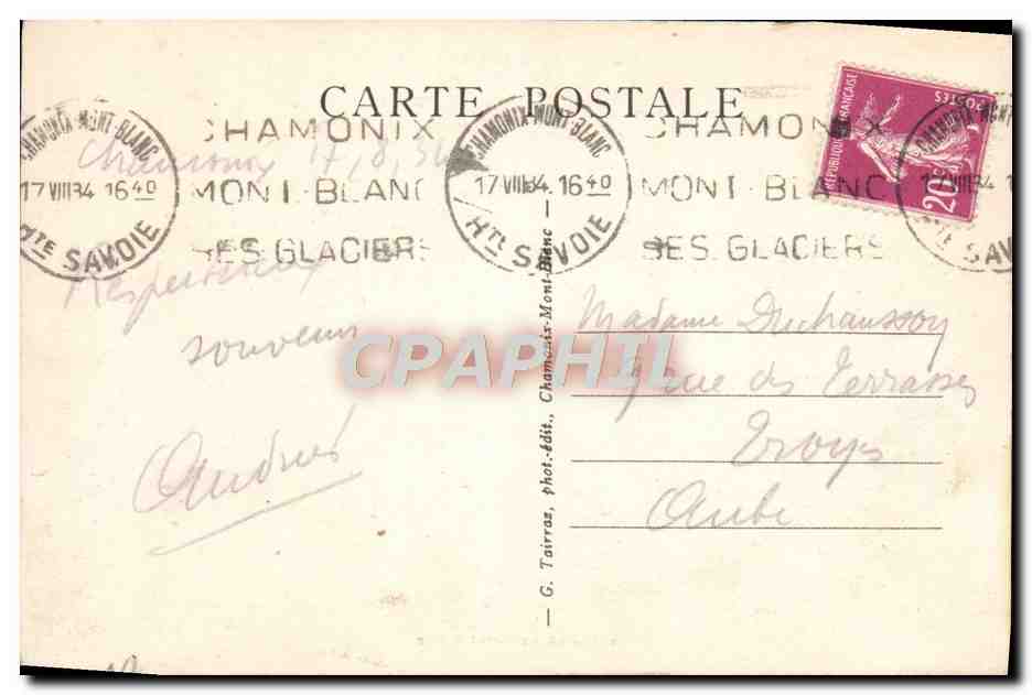 CPA Chamonix Mont Blanc Ascension au Mont Blanc Alpinisme — Verso
