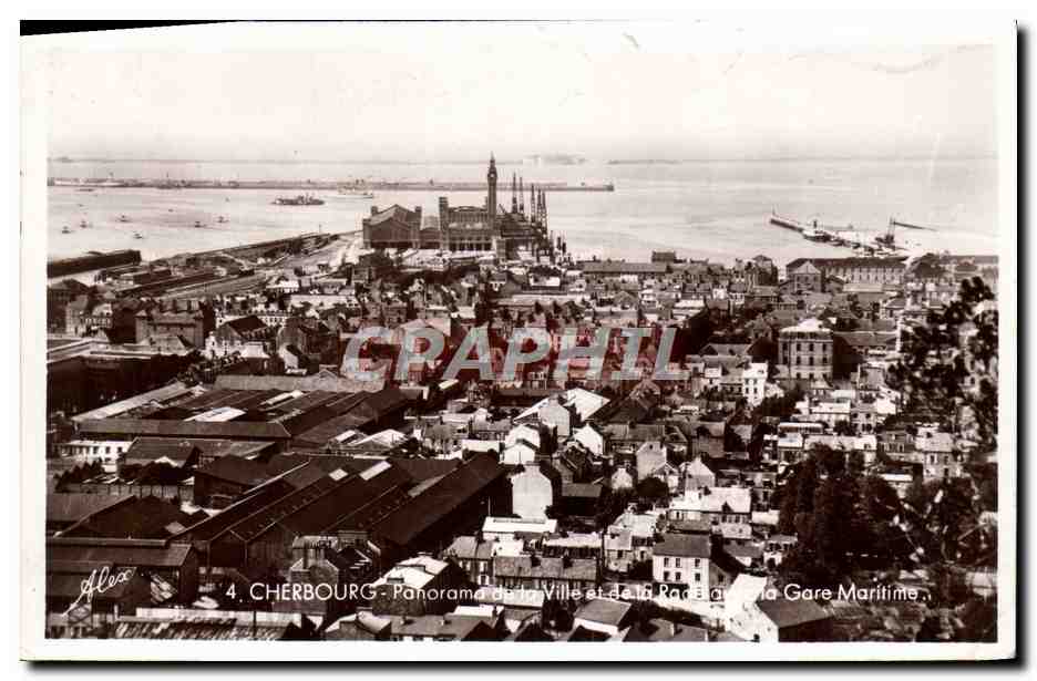 Cherbourg - Panorama de la Ville et de la Rade avec la Gare Maritime — Édition Décaquemin, n°4