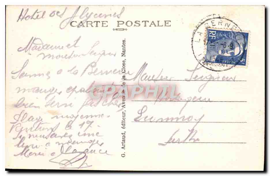 CPA La Bernerie Rochers de la Patorie — Rückseite
