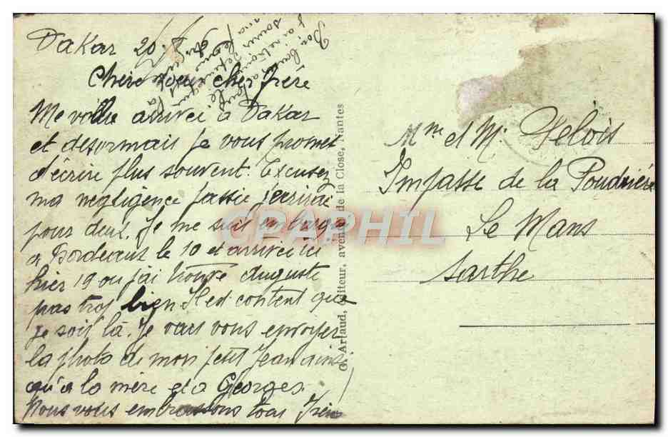CPA Bordeaux Monument le Gloria Victis  — Verso