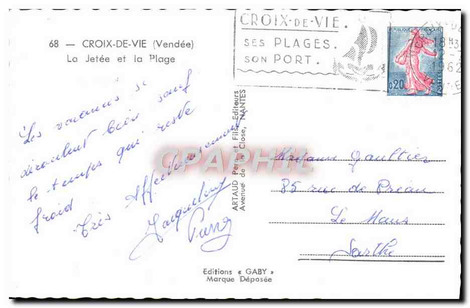 Croix-de-Vie (Vendée) — La Jetée et la Plage — Éditions Gaby — Verso