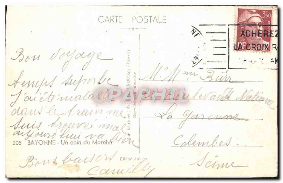 CPM Bayonne Un coin du marche  — Verso