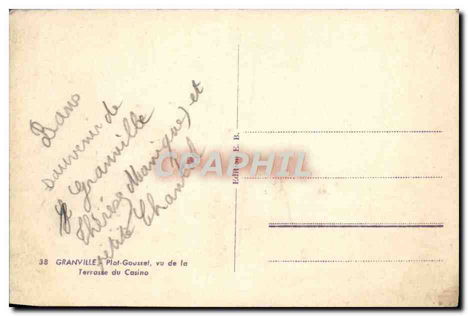 Granville - Plôt-Goussel vu de la Terrasse du Casino — Éditeur E.B. n°38 — Achterkant