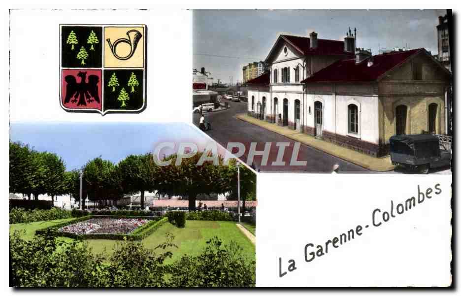 CPM La Garenne Colombes La gare Le square