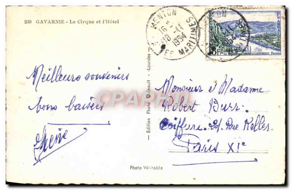 CPM Gavarnie Le cirque et l'hotel — Verso