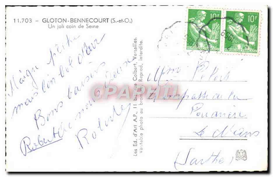 Gloton-Bennecourt — Ein schöner Platz am Seine — Les Ed. d'Art A.P. — Rückseite
