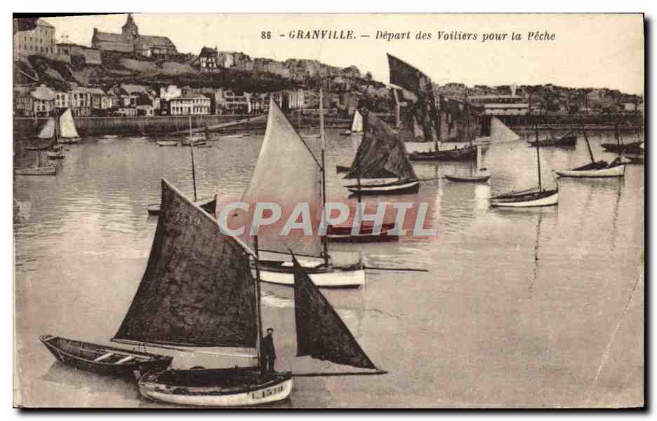 Granville — Départ des Voiliers pour la Pêche — Édition A. Bernard
