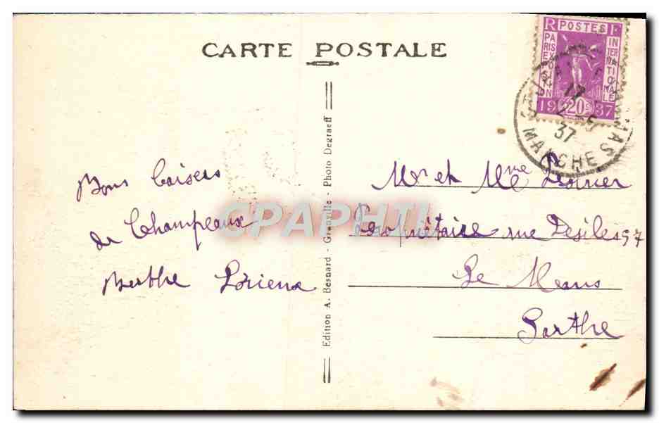 Granville — Départ des Voiliers pour la Pêche — Édition A. Bernard — Verso