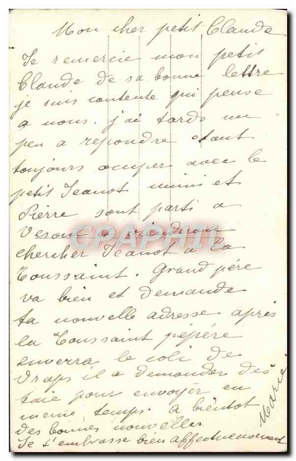 CPA Bonjour de Gerbeviller — Verso