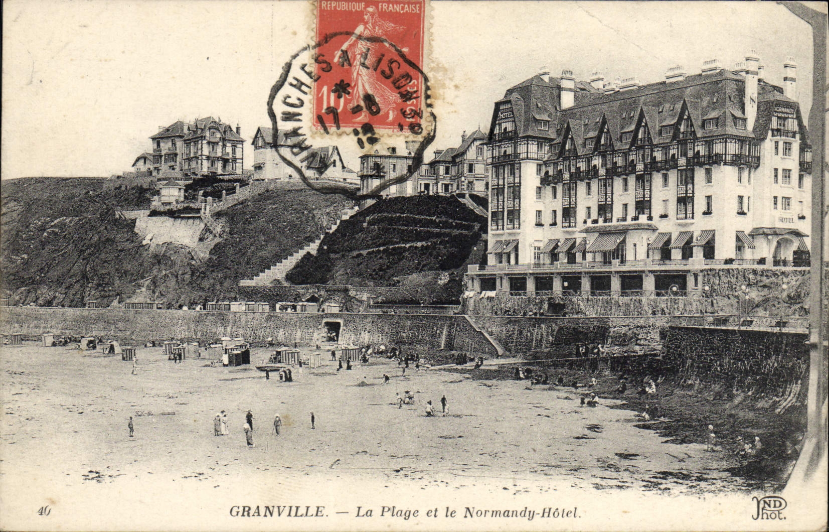 Antike Ansichtskarte Granville La Plage und das Normandy Hotel