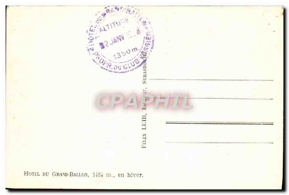 CPM Hotel du Grand Ballon en hiver — Rückseite