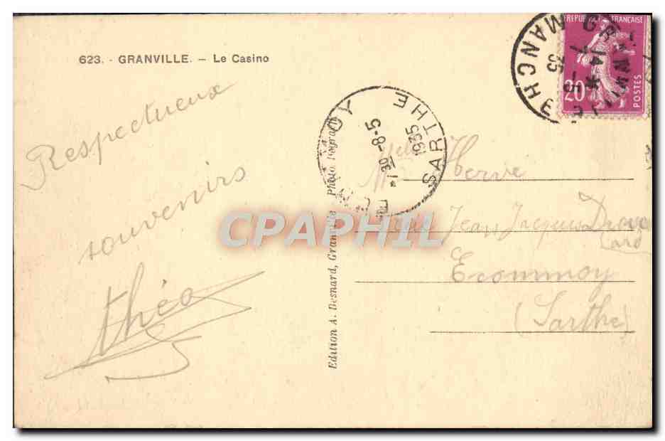 CPA Granville Le Casino — Rückseite