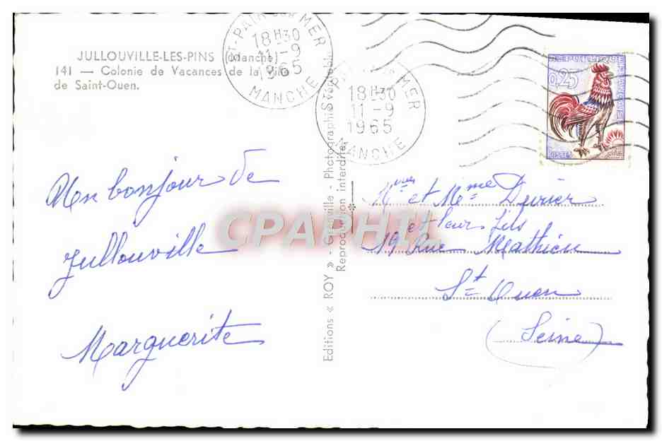 Jullouville-les-Pins — Colonie de Vacances de la 141 — Saint-Ouen — Éditions ROY — Reverso
