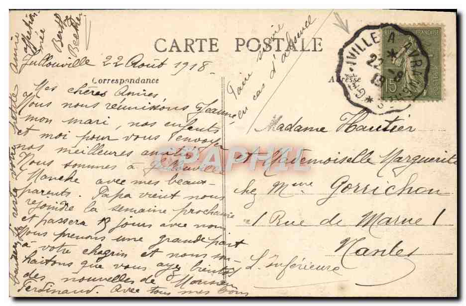 CPA Jullouville Avenue Du Casino — Rückseite