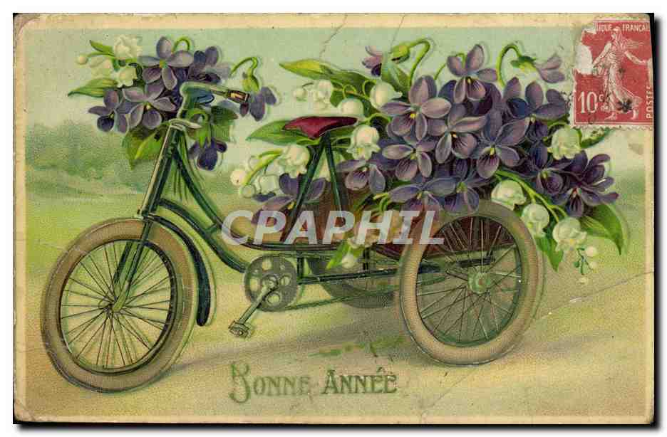 CPA Fantaisie Bonne Annee Velo 