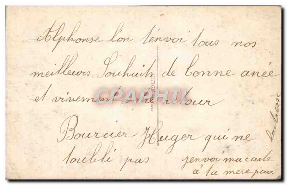 CPA Fantaisie Femme Soldat Militaria Fer a cheval — Rückseite