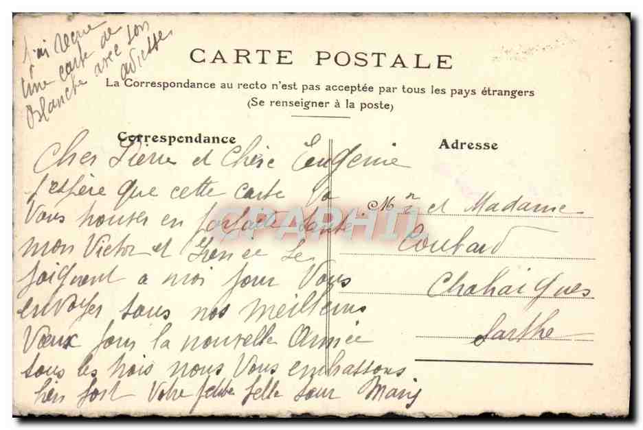 CPA Fantaisie Bonne Annee (dessin a la main) — Verso