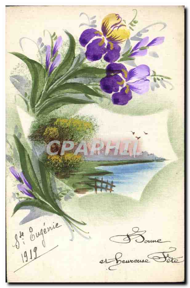 Irisblüten — Frohe und gute Geburtstagskarte — Verlag nicht sichtbar, Seriennummer nicht sichtbar