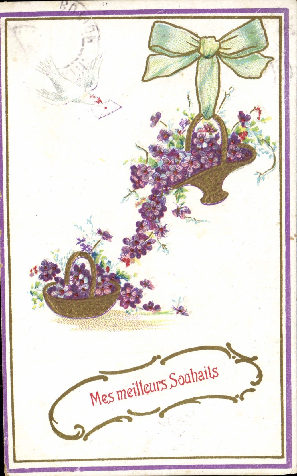 CPA Fantaisie Mes Meilleurs Souhaits Fleurs