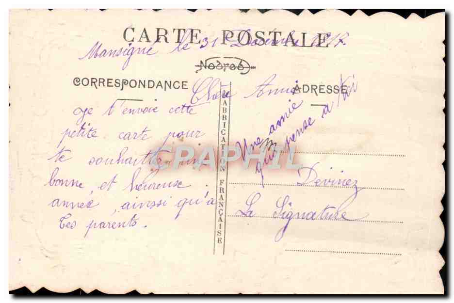 CPA Fantaisie Heureuse Annee — Rückseite