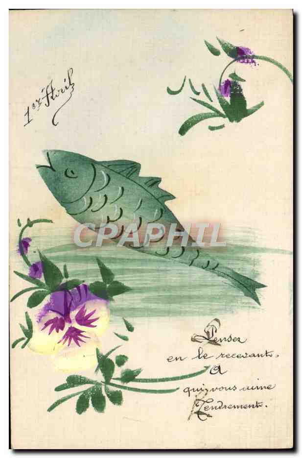 CPA Fantaisie Poisson 1er Avril
