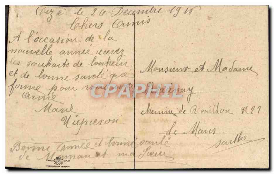 CPA Fantaisie Brodee Bonne annee — Rückseite