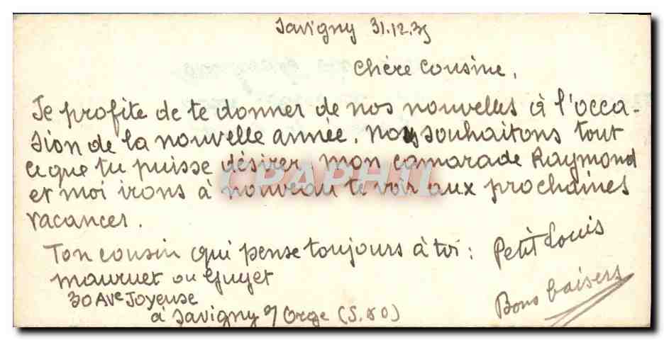 CPA Fantaisie Bonne Annee — Rückseite
