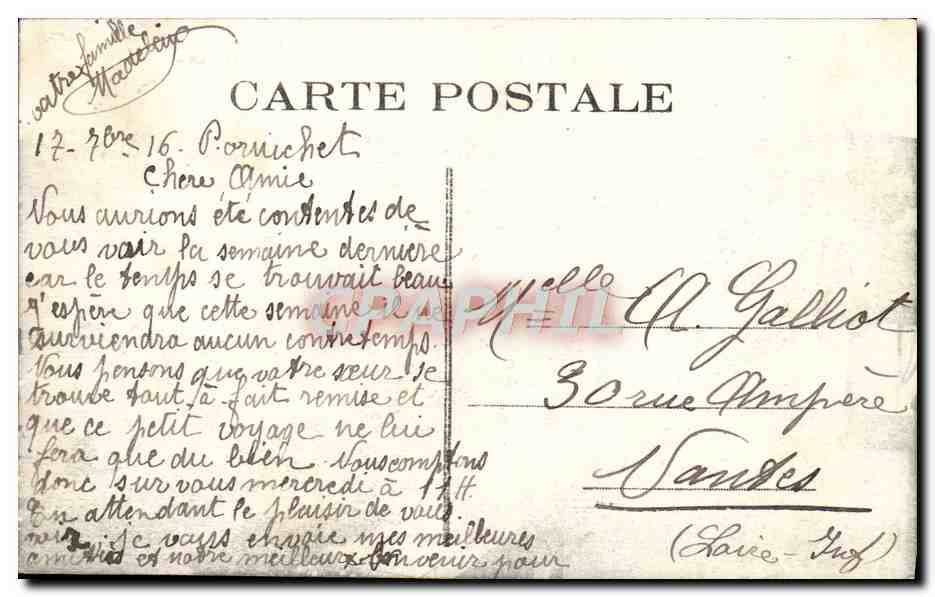 CPA Pornichet Vue Generale de la plage — Rückseite