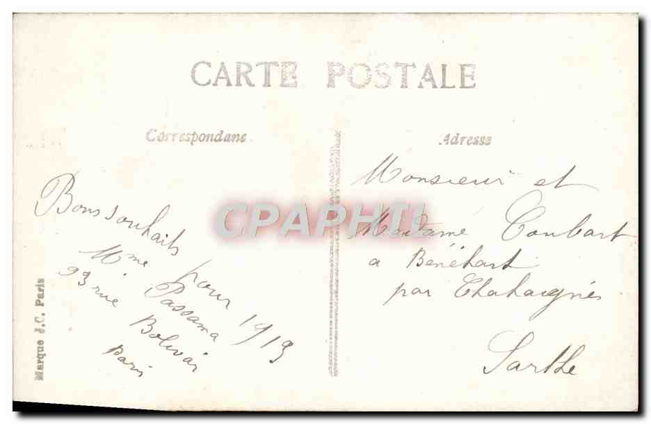 Junge Frau in weißer Pelzjacke — mit Blumenstrauß — Verlag J.C. Paris, Nr. 259 — Rückseite