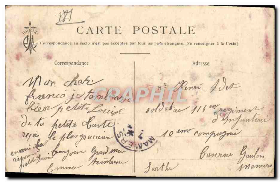 CPA Sur La Cote De Granit Menage en retraite Folklore — Verso