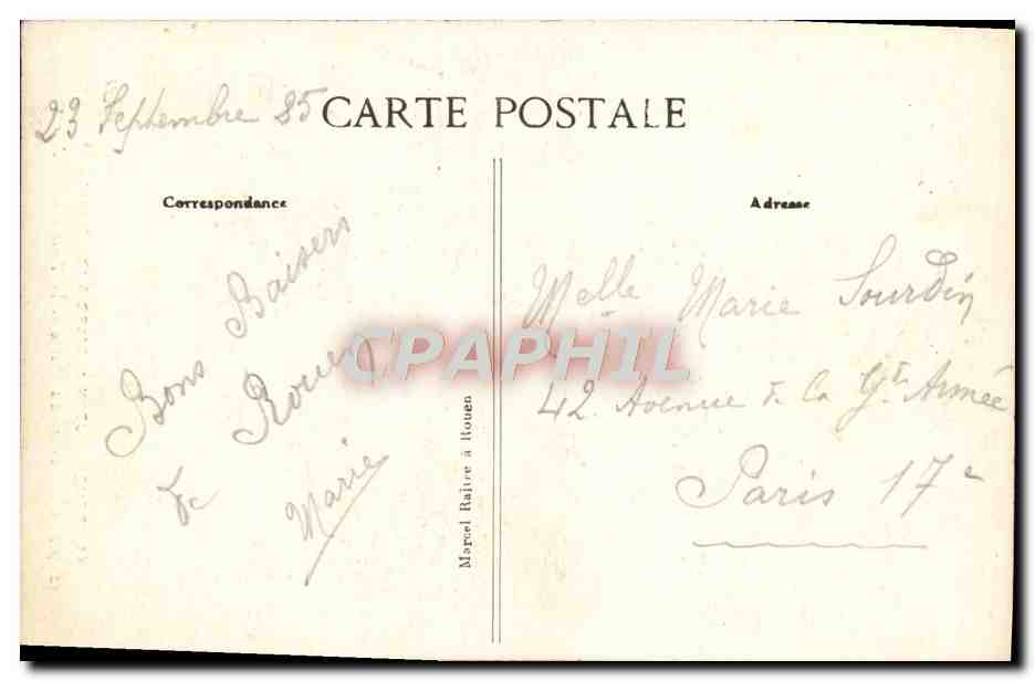 CPA Rouen Jeanne D'Arc Sur le Bucher — Verso