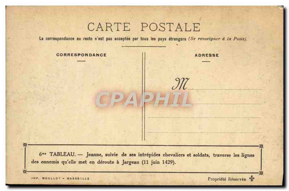 CPA Jeanne d'Arc Jargeau — Rückseite