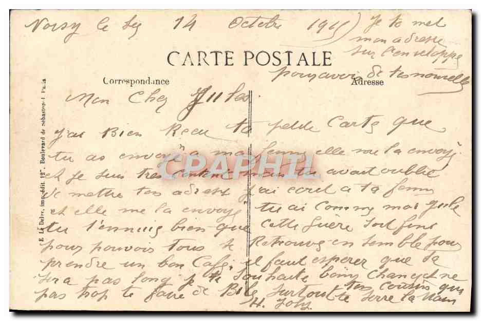 Russische Artillerie in Aktion — Umgebung von PRZEMYLS — Visé, Paris N° 1081 — Rückseite