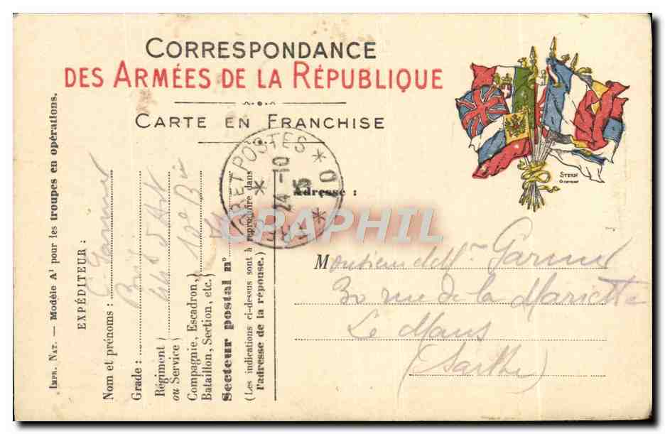 Carte Franchise Militaire Garnier pour Le Mans 