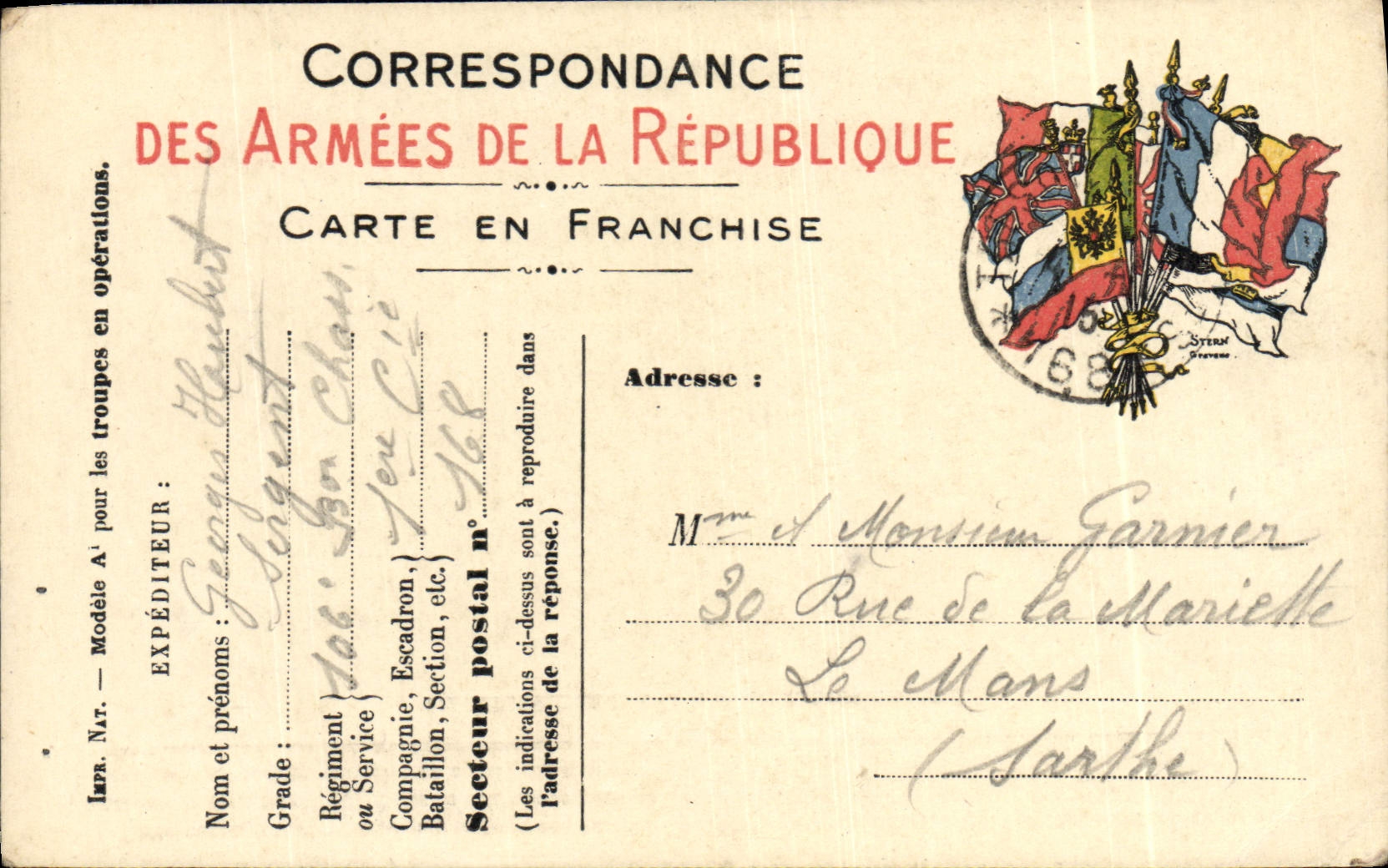 Carte de Franchise Militaire Garnier Le Mans