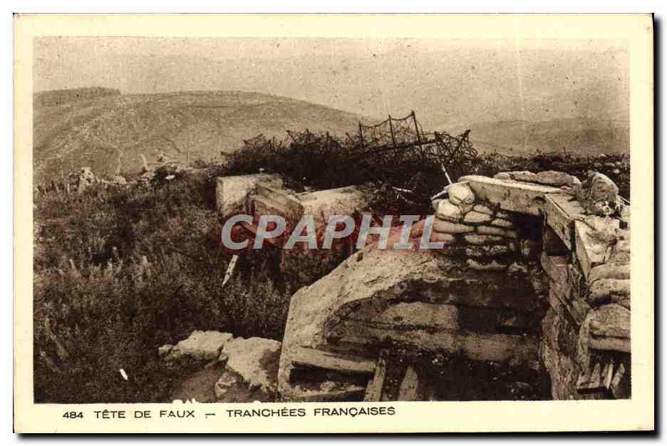 CPA Tete De Faux Tranchees Francaises Militaria