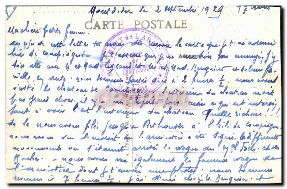 CPA Foret De Compiegne Interieur du Wagon de L'Armistice Militaria — Rückseite